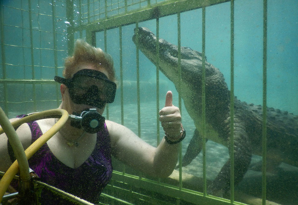 linda bittner with crocodiles