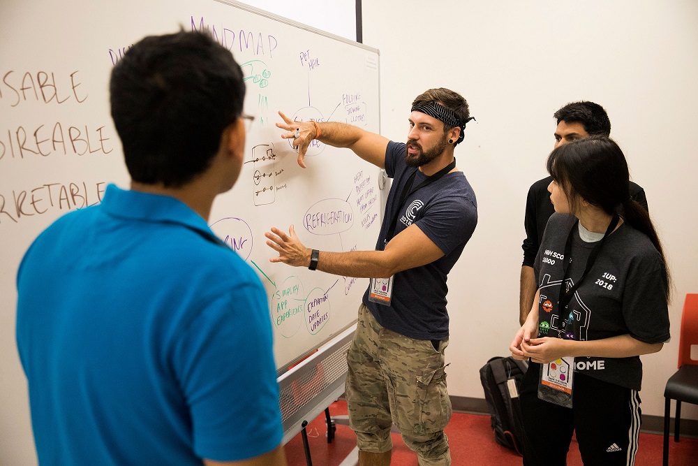 student at whiteboard