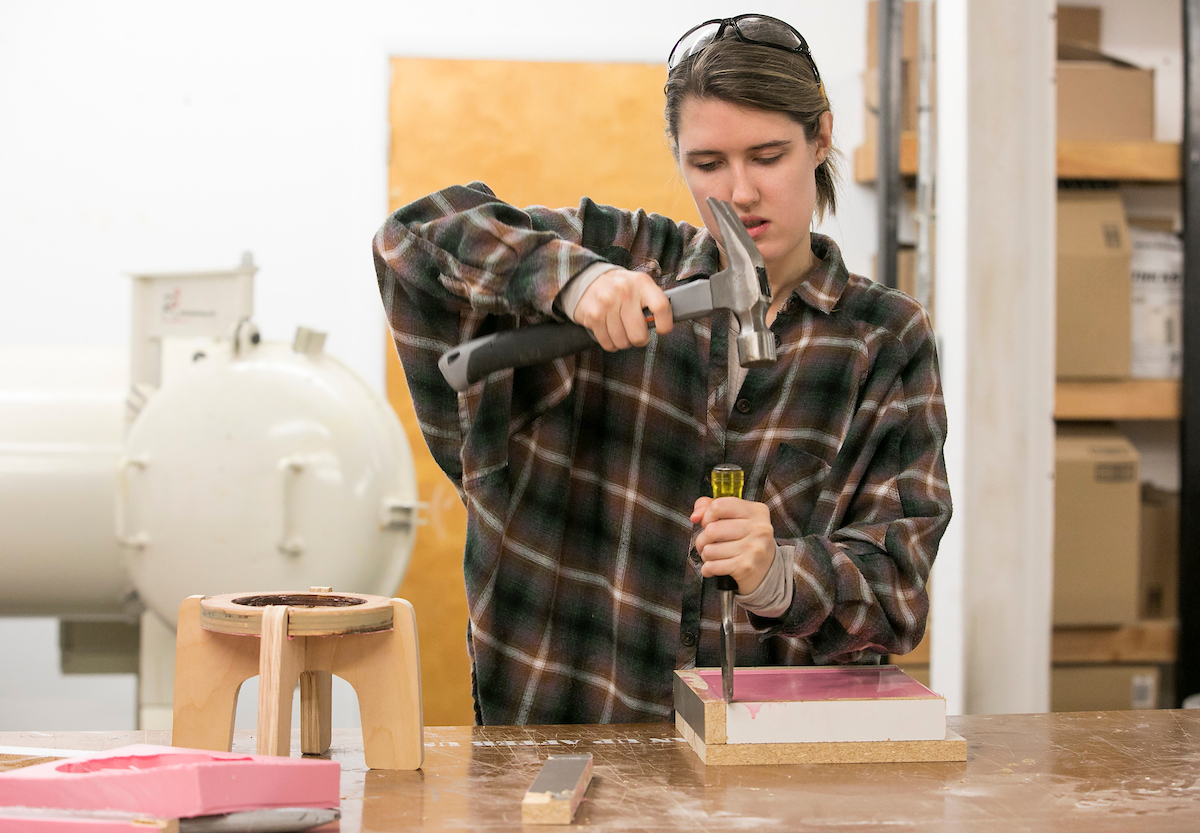 CCAD students work on pieces for the semiannual art fair