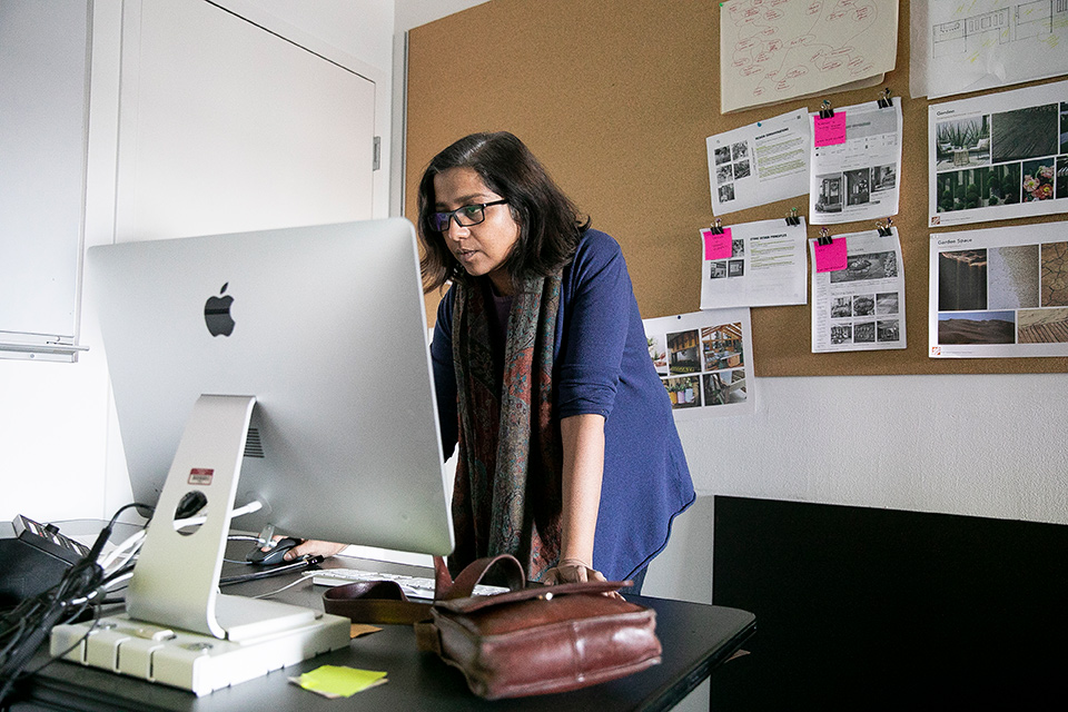 Sapna Singh on computer