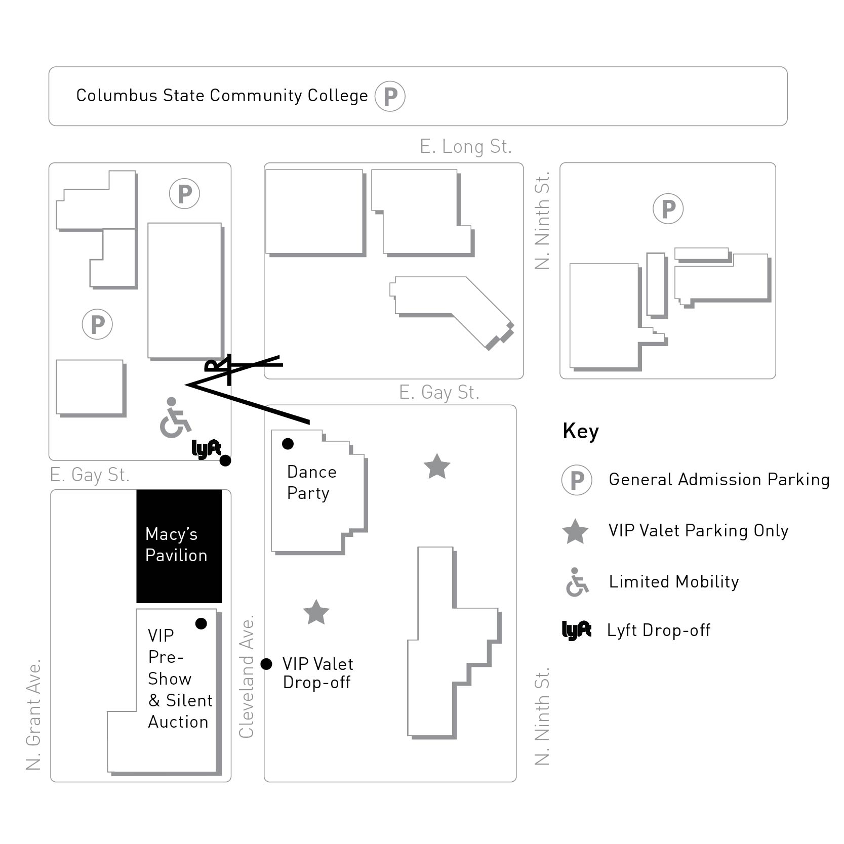 Parking map for 2019 CCAD Fashion Show