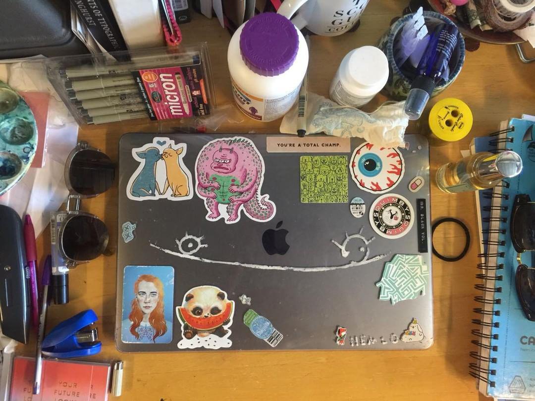 laptop with stickers