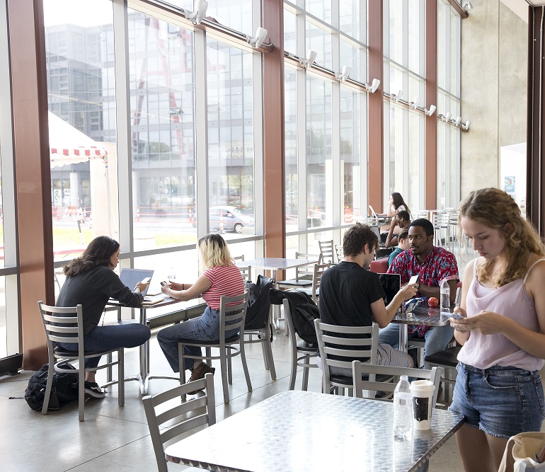 students inside crane cafe