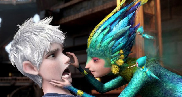 Film & Video,Still from Rise of the Guardians, close up of tooth fairy character inspecting a disgruntled Jack Frost's mouth