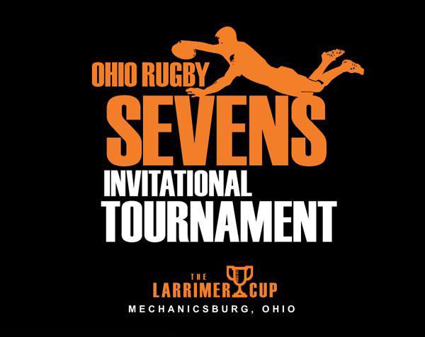 Life at CCAD, Orange and white text on a black background reads "Ohio rugby sevens invitational tournament". Orange graphic of rugby player diving at a ball slightly overlaps the text in the upper right hand corner.