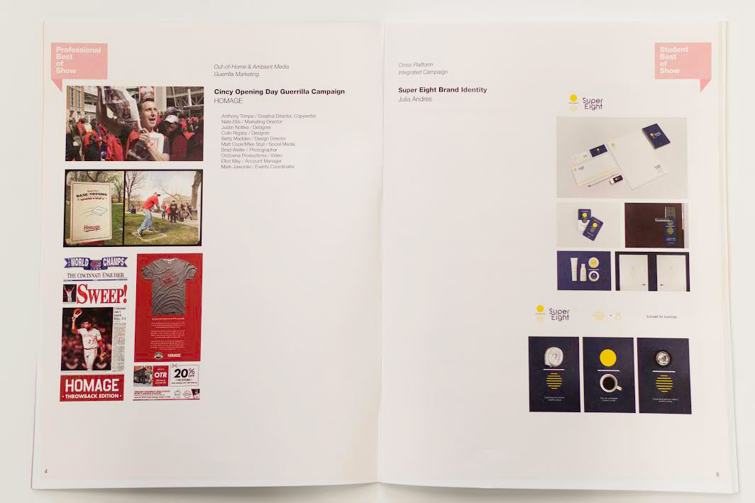 Advertising and Graphic Design, Spread from Addy book featuring work of student who won best of