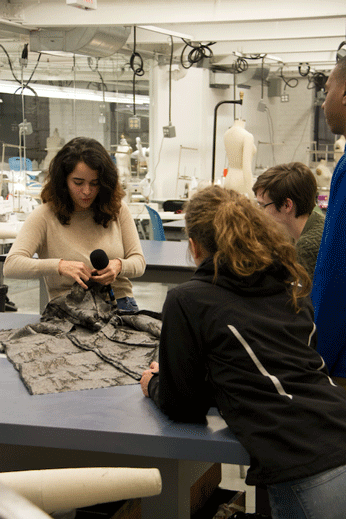 Life at CCAD, Students from the podcast class interviewing a fashion designer in the upcoming Fashion Show