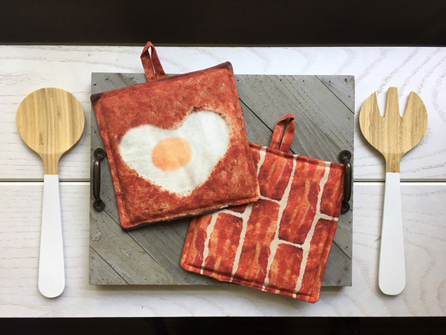 Fashion Design, Egg and toast and bacon potholders by CCAD grads and sisters Danielle and Ashleigh Jones