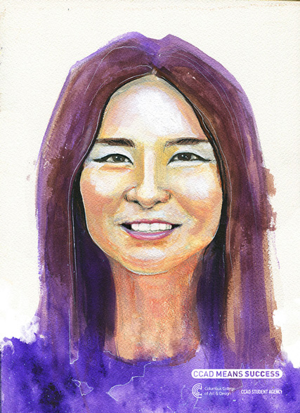 Fashion Design, Kyoko Seki watercolor portrait