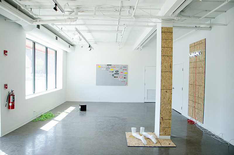 Fine Arts, CCAD grad Kyle Franklin's work at CCAD displayed in white gallery with windows