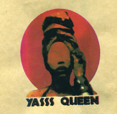 Photography,Yellow and red print design that reads "Yass queen" by CCAD Photography major Jamilla Kato