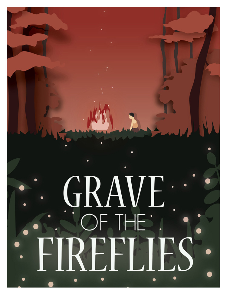 Life at CCAD, Digitally illustrated poster for film Grave of the Fireflies, Work by Sanne Sok (Illustration, 2019)