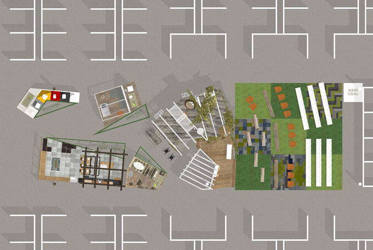 Industrial Design,Home and Garden show treehouse floor plan, overhead view of layout for event