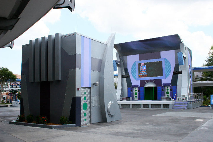 Industrial Design, Image of Rocket tower plaza stage and audio booth at Tomorrowland