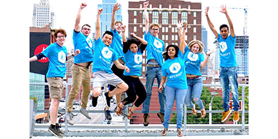 Industrial Design, Interns jumping in front of Mycroft Building