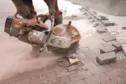 saw cutting brick
