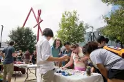 students at table