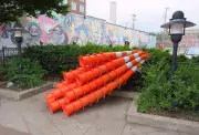 Construction cone art by Carol Boram-Hays