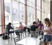 students in crane cafe