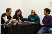 students playing game at table