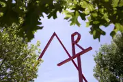 art sign in trees