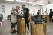 teacher working with student