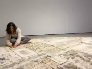 meredith swortwood working on floor