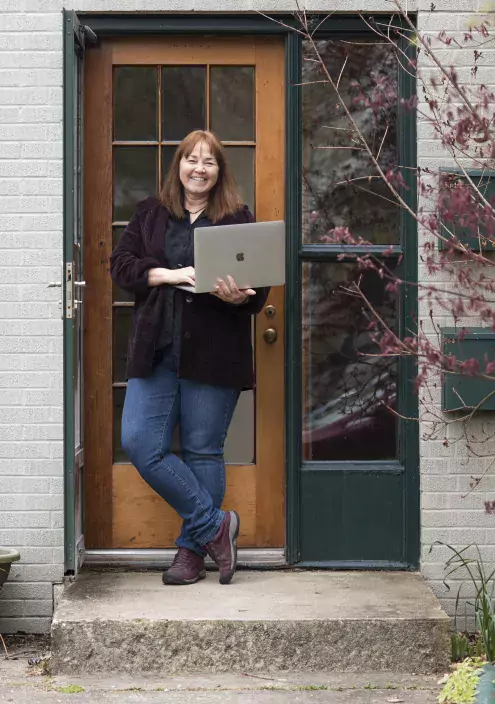 helen hoffelt on front porch